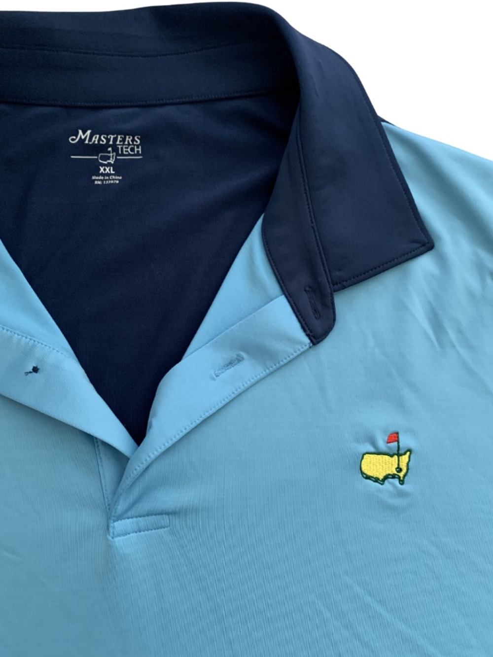 Masters Tech Men's Short Sleeve Golf Polo Light Blue/Navy XXL Sporty Athleisure